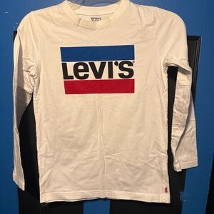 Levi's Kids White and Blue Long Sleeve Tee